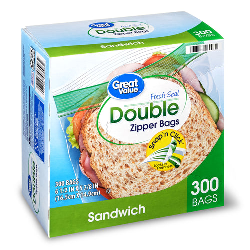 Double Zipper Sandwich Bags, 300 Count